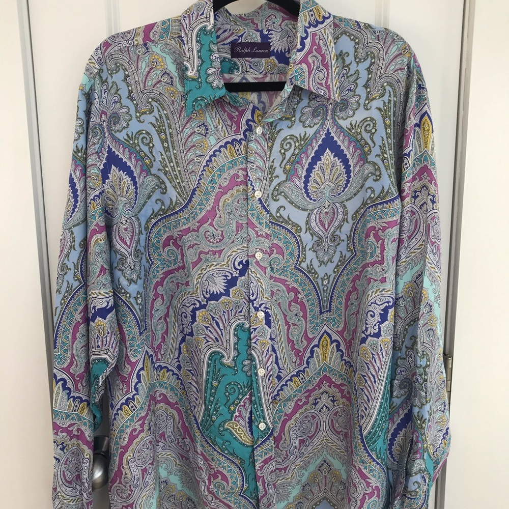 Ralph Lauren paisley 100% silk shirt made in Italy